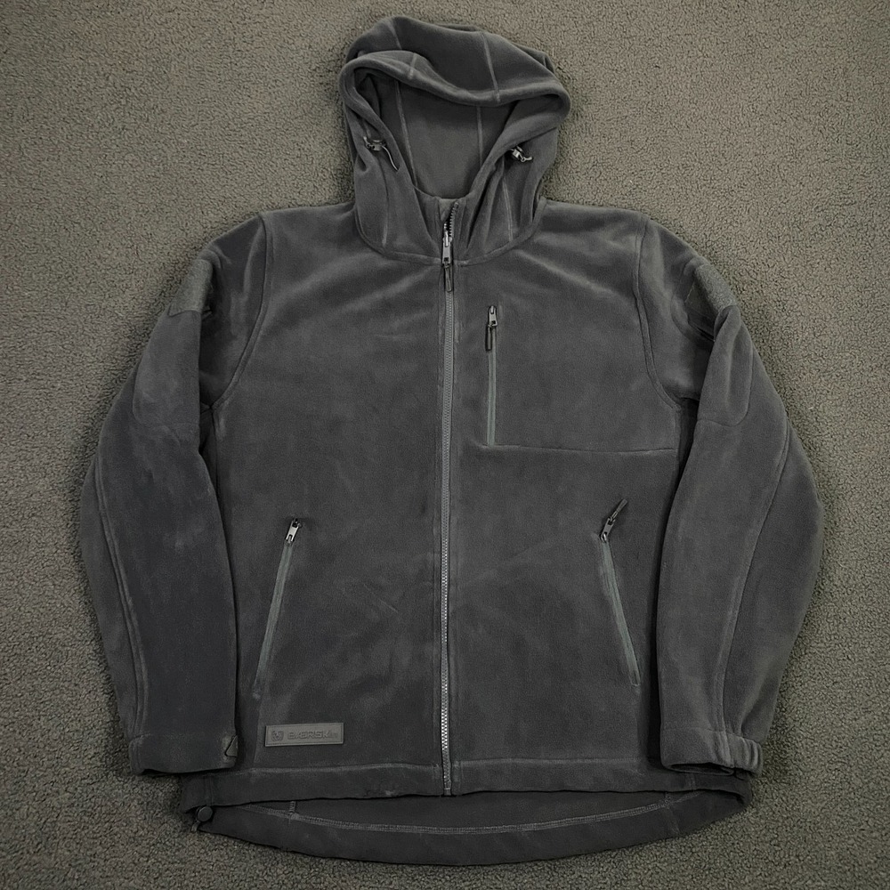 BAERSKIN Tactical Fleece Hoodie Mens Large Charcoal Gray Full Zip Hooded‎ Jacket